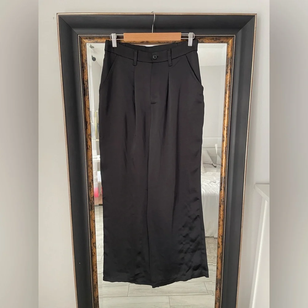 ASOS Black Silk Wide Leg Pants + Zara Black Corset Top // TWO PIECE SET - Picture 10 of 13